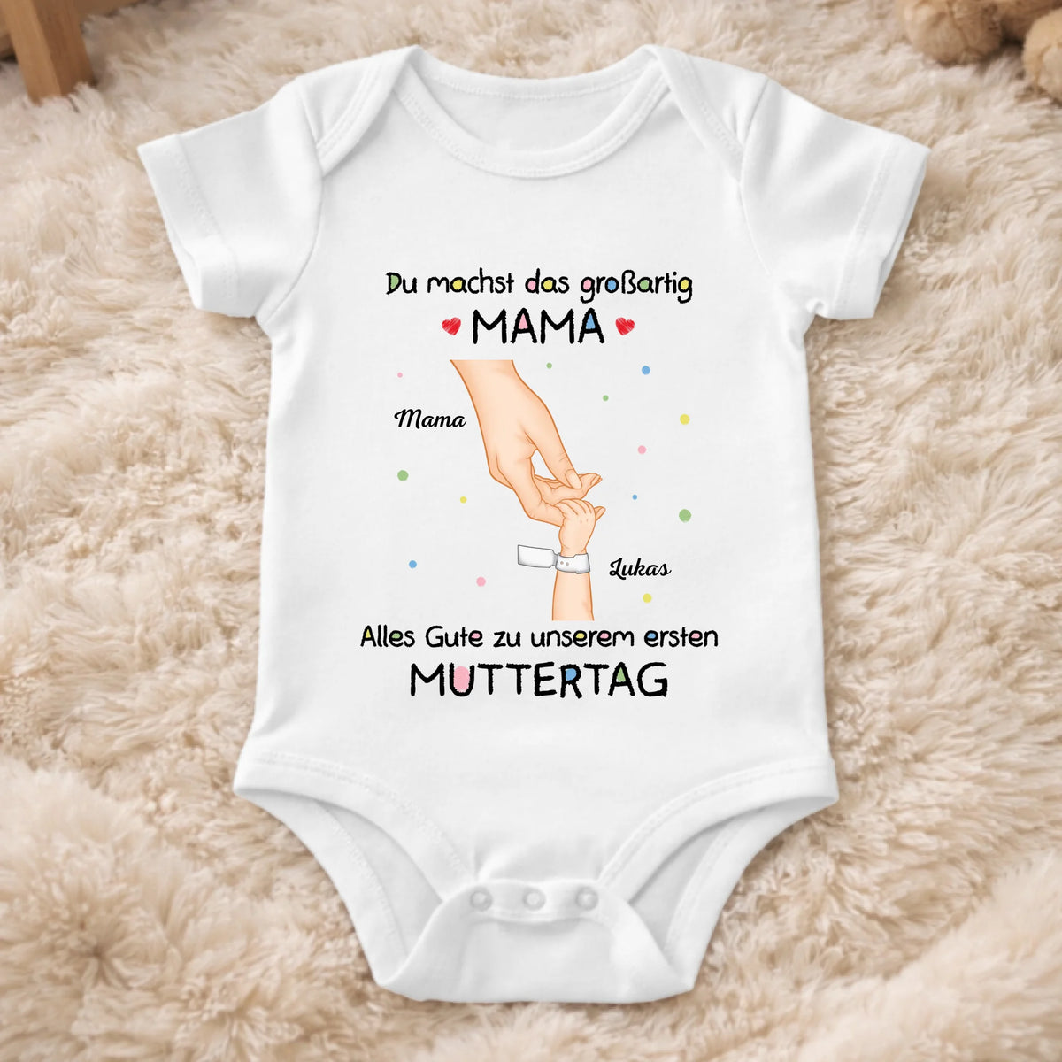 Personalisierte Babybody – Geschenk zum ersten Muttertag – In Mamas Armen