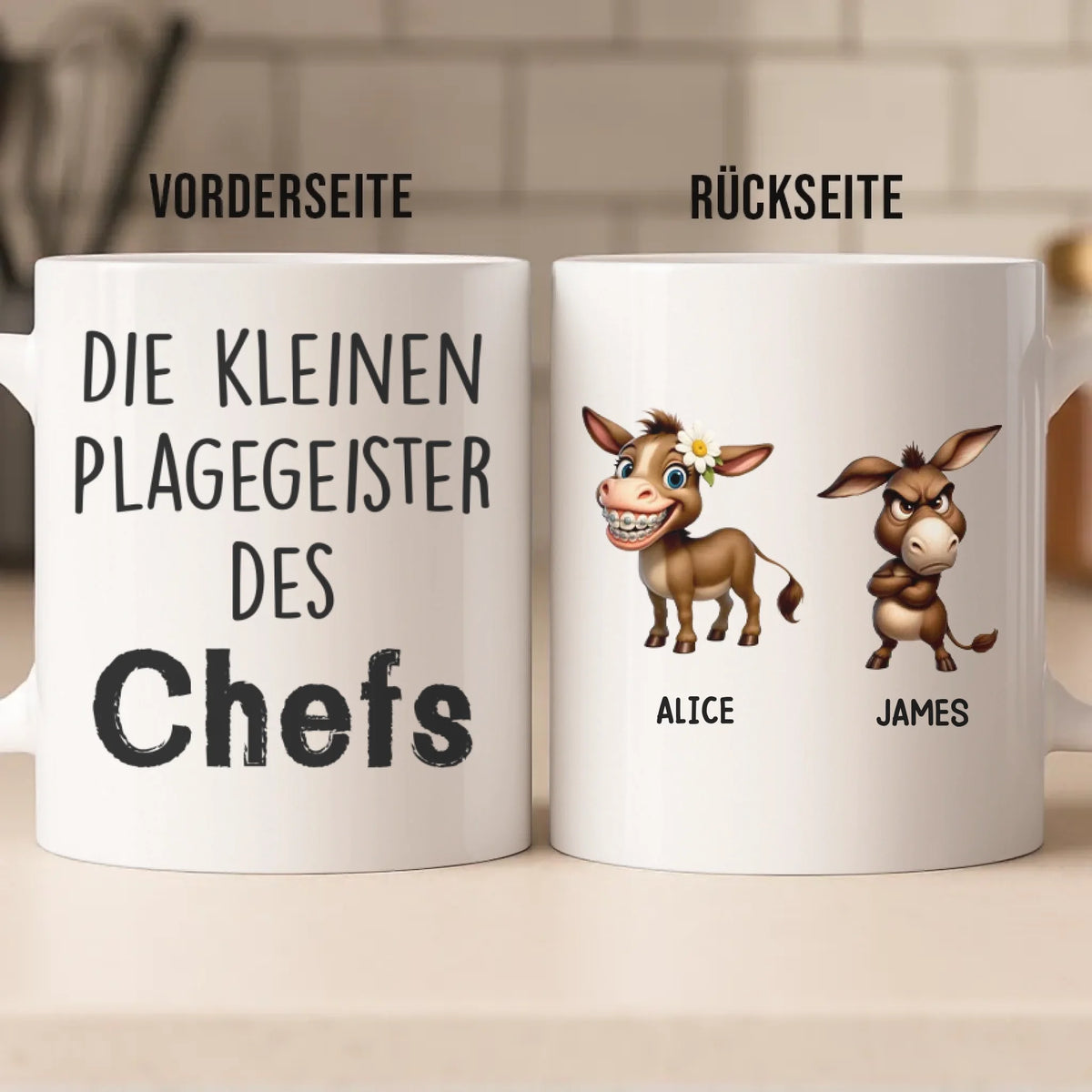 Benutzerdefinierte Tasse – Personalisierte Geburtstagsgeschenke für Kollegen, beste Arbeitsfreunde – Die Kleinen Plagegeister Des Chefs