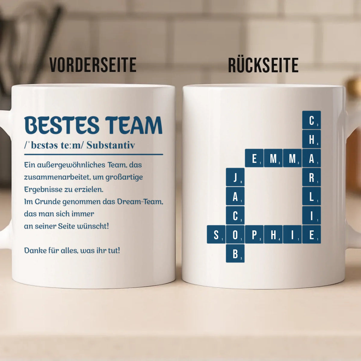 Benutzerdefinierte Tasse – Personalisierte Geburtstagsgeschenke für Kollegen, beste Arbeitsfreunde – Danke Für Alles, Was Ihr Tut