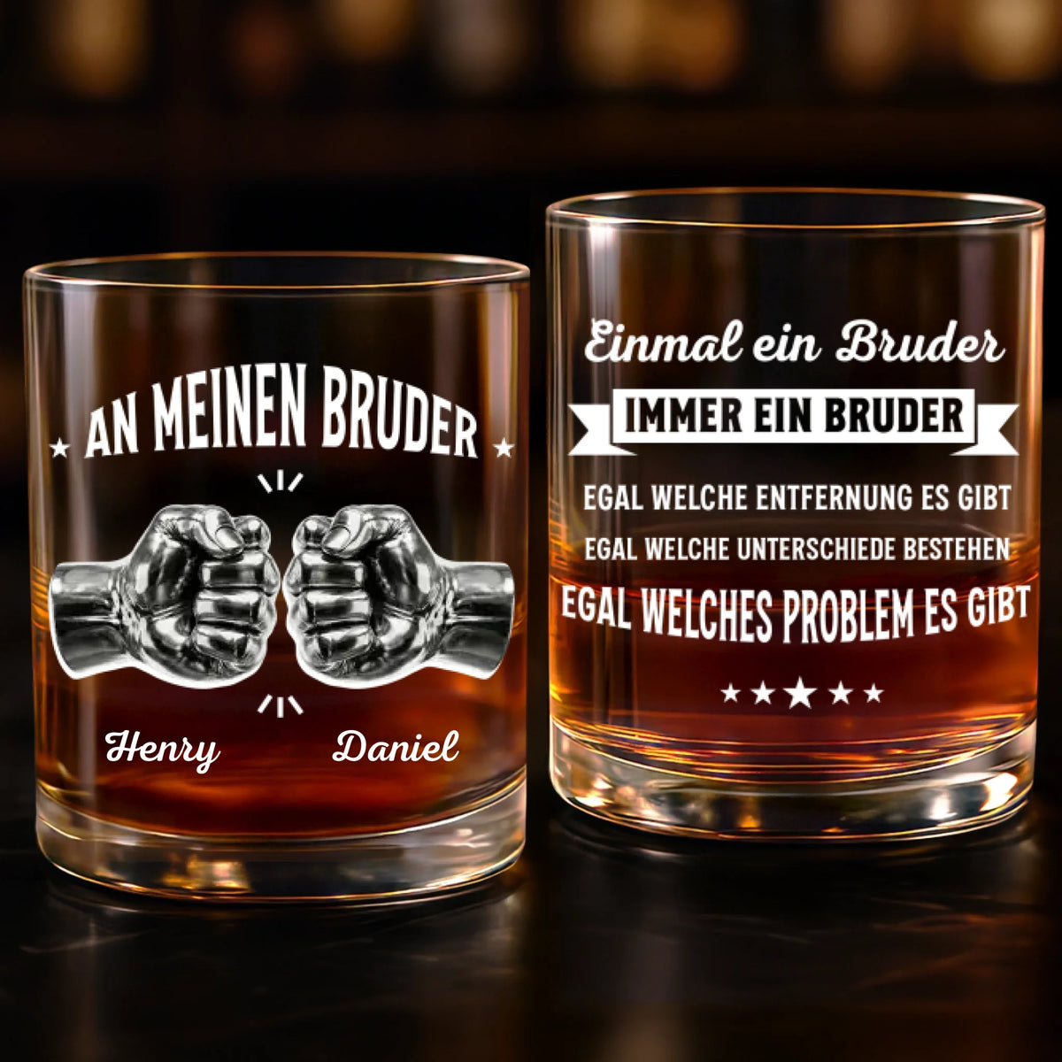 Personalisierte Whiskyglas – Geschenk für Bruder – Immer ein Bruder