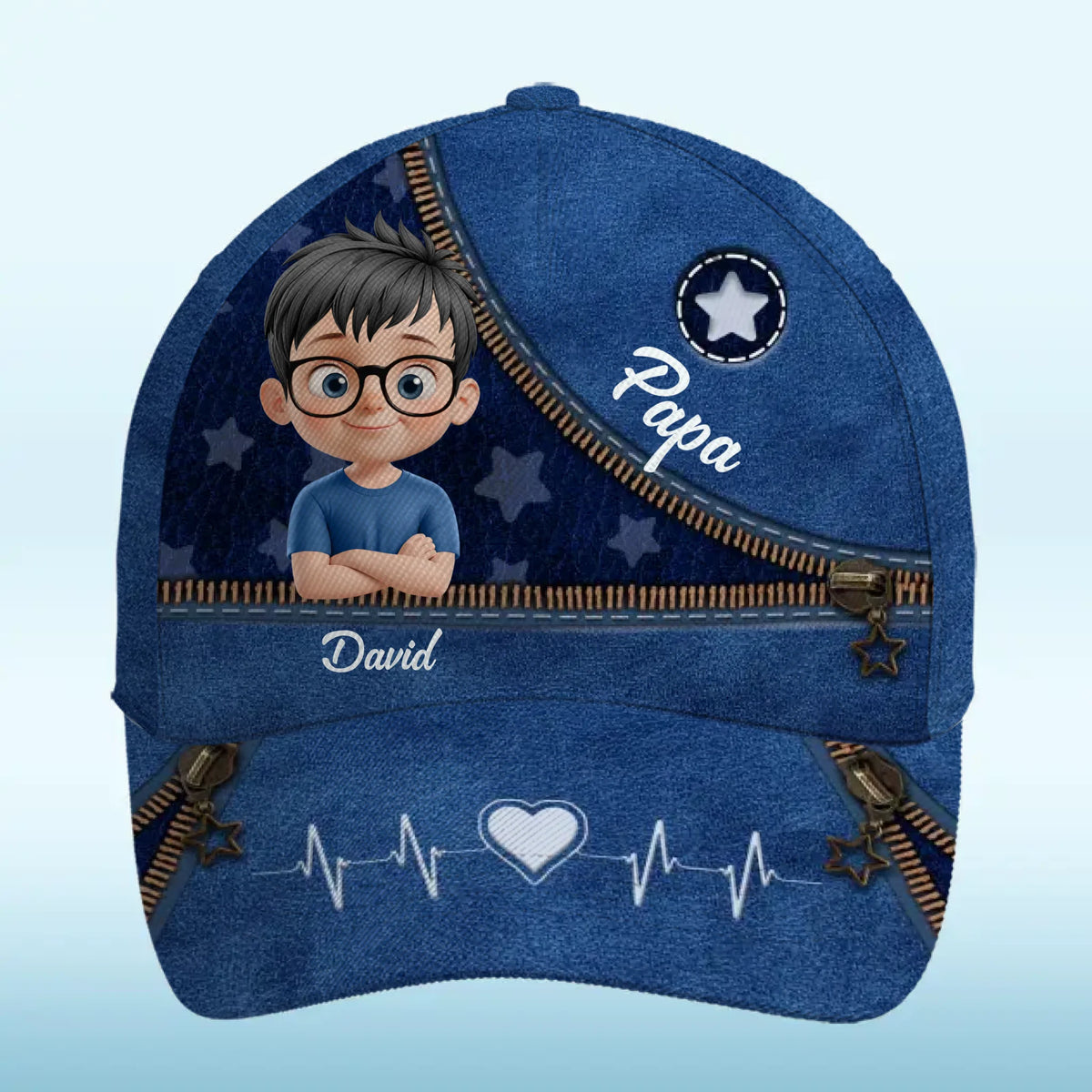 Personalisierte klassische Kappe mit Allover-print – Vatertagsgeschenk für Papa, Opa – Feier die Momente, die zählen