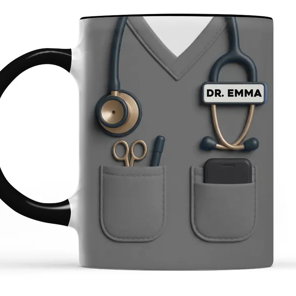 Personalisierte Tasse mit Akzent – Geschenk für Ärztin – Herz eines Heilers