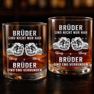 Personalisierte Whiskyglas – Geschenk für Bruder – Brüder stärker als jede Distanz