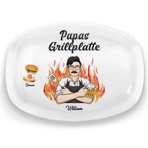 Personalisierte Grillplatte – Vatertagsgeschenk für Papa, Opa – Grillmeister am Werk
