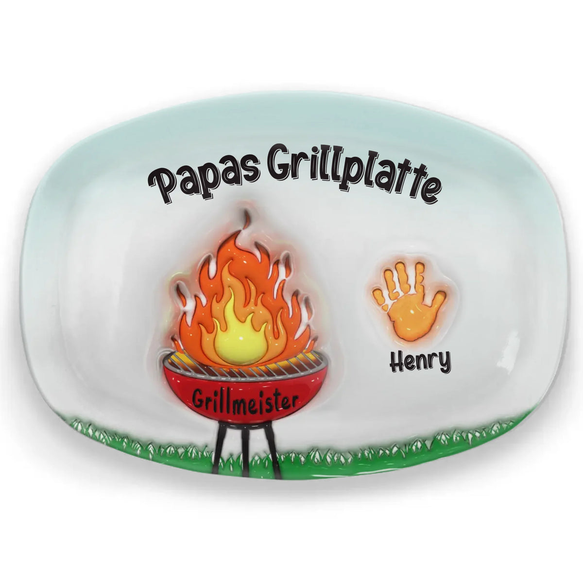 Personalisierte Grillplatte mit 3D-Effekt – Vatertagsgeschenk für Papa, Opa – Grillzeit ist Partyzeit