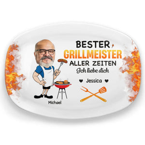 Personalisierte Grillplatte mit Foto – Vatertagsgeschenk für Papa, Opa – Bester Grillmeister